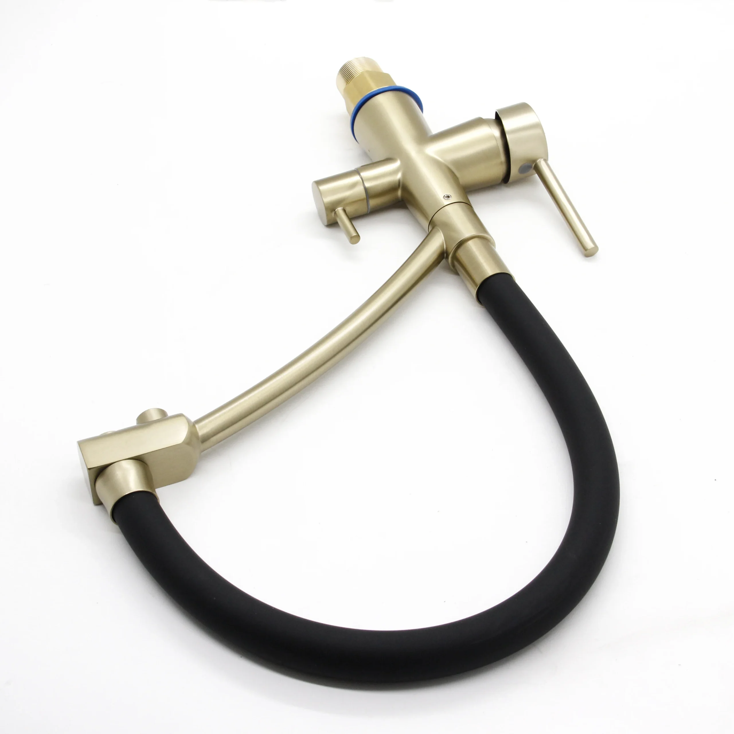 Commercial Brushed Gold Lever Mixer Kitchen Faucet Single Handle Pull Out Water Kitchen Tap - Image 5