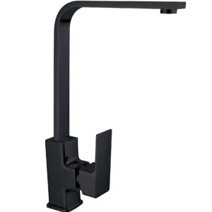 Matte Black Brass Hot and Cold Mixer Water Tap Square Single Handle Kitchen Sink Faucet High Flow