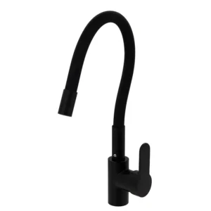 Modern Brass Single Handle Mixer Tap Black Flexible Spout Hose Brass Kitchen Faucets