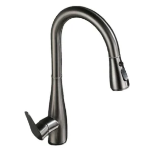 New Design Brass Gun Grey Single Handle Dual-function Pull-down Kitchen Faucet