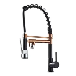 Brass Modern Commercial Matt Swivel Spout Black Spring Pull Down Sink Kitchen Faucet
