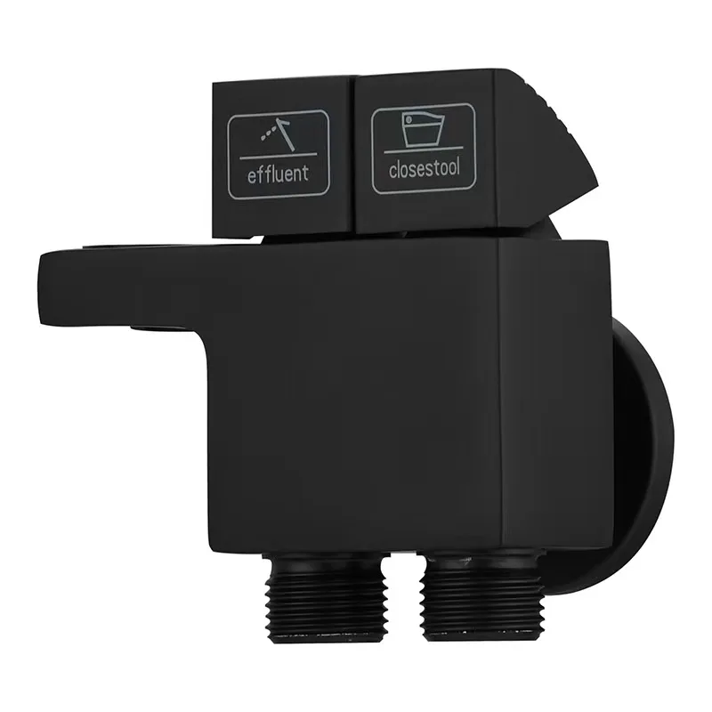 热黑色黄铜钢琴键马桶套装高级坐浴盆喷雾器一进二出G1/2角阀,带加压喷枪 - Image 4