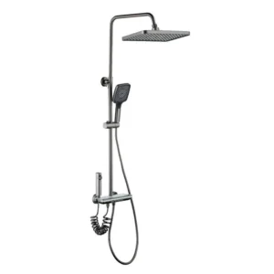 Modern LED display shower system wall-mounted single-handle ceramic square showerhead bathroom faucet set brass mixer tap sliding type
