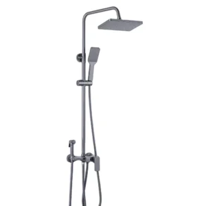 现代 LED 显示屏雨淋系统壁挂式黄铜浴室水龙头套装滑杆软喷雾抛光陶瓷阀芯