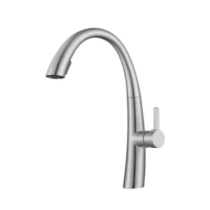 现代经典单把手抽拉式厨房水龙头，不锈钢材质，陶瓷阀芯，单孔安装